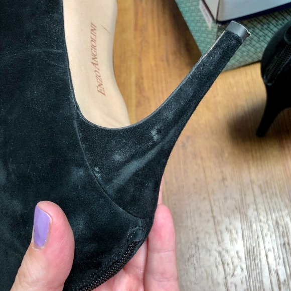 Enzo Angiolini Black Suede Bootie Ankle Boot Black - Picture 8 of 12